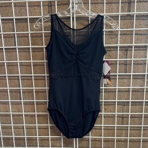 Sodanca- Elegant Black leotard with mesh details.